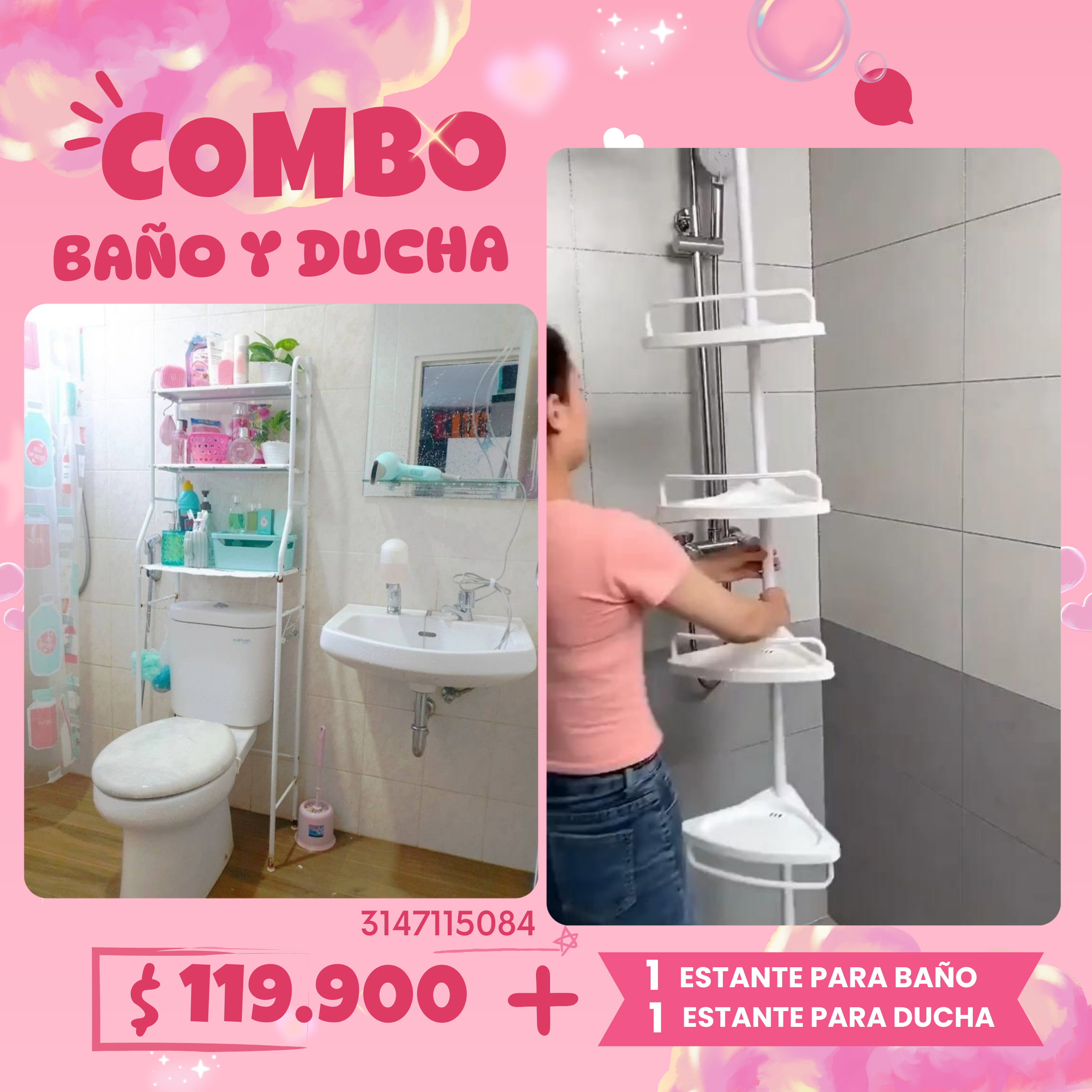 🚿 ¡SUPER COMBO - Mueble Baño/Lavadero + Estantes Esquineros 🧼