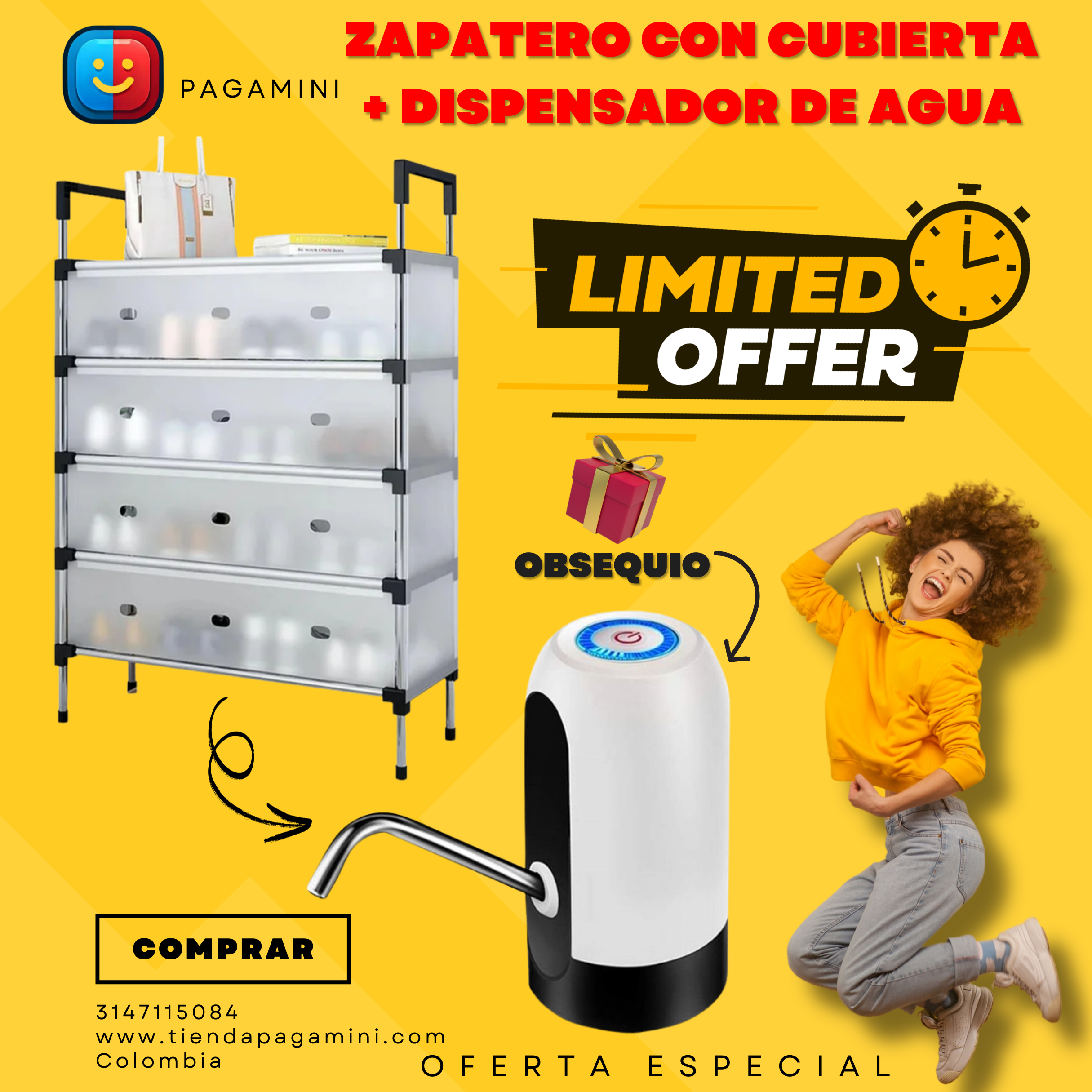 Zapatero CON CUBIERTA + Dispensador de Agua GRATIS