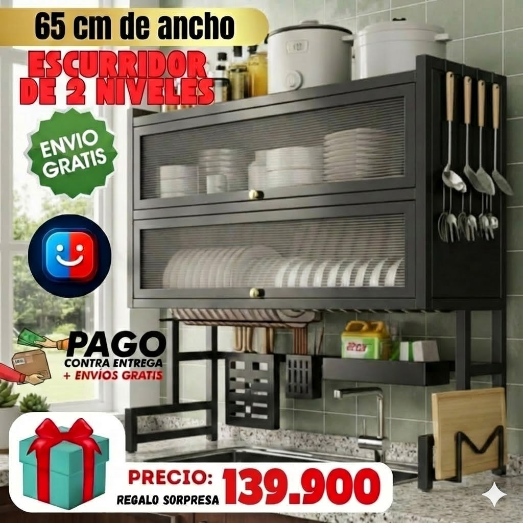 Escurridor de 2 tapas - 65 cm de ancho