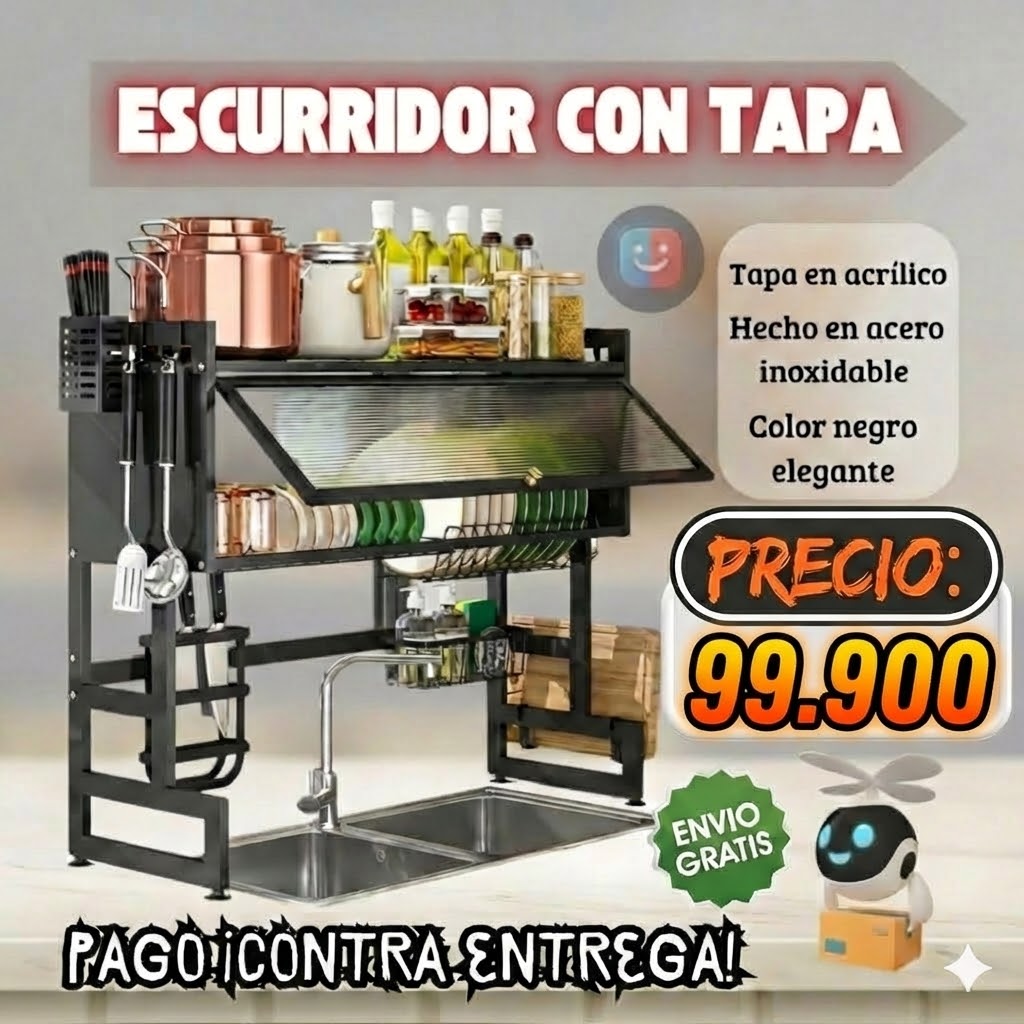 🌟 Escurridor CON TAPA - 65 cm de ancho